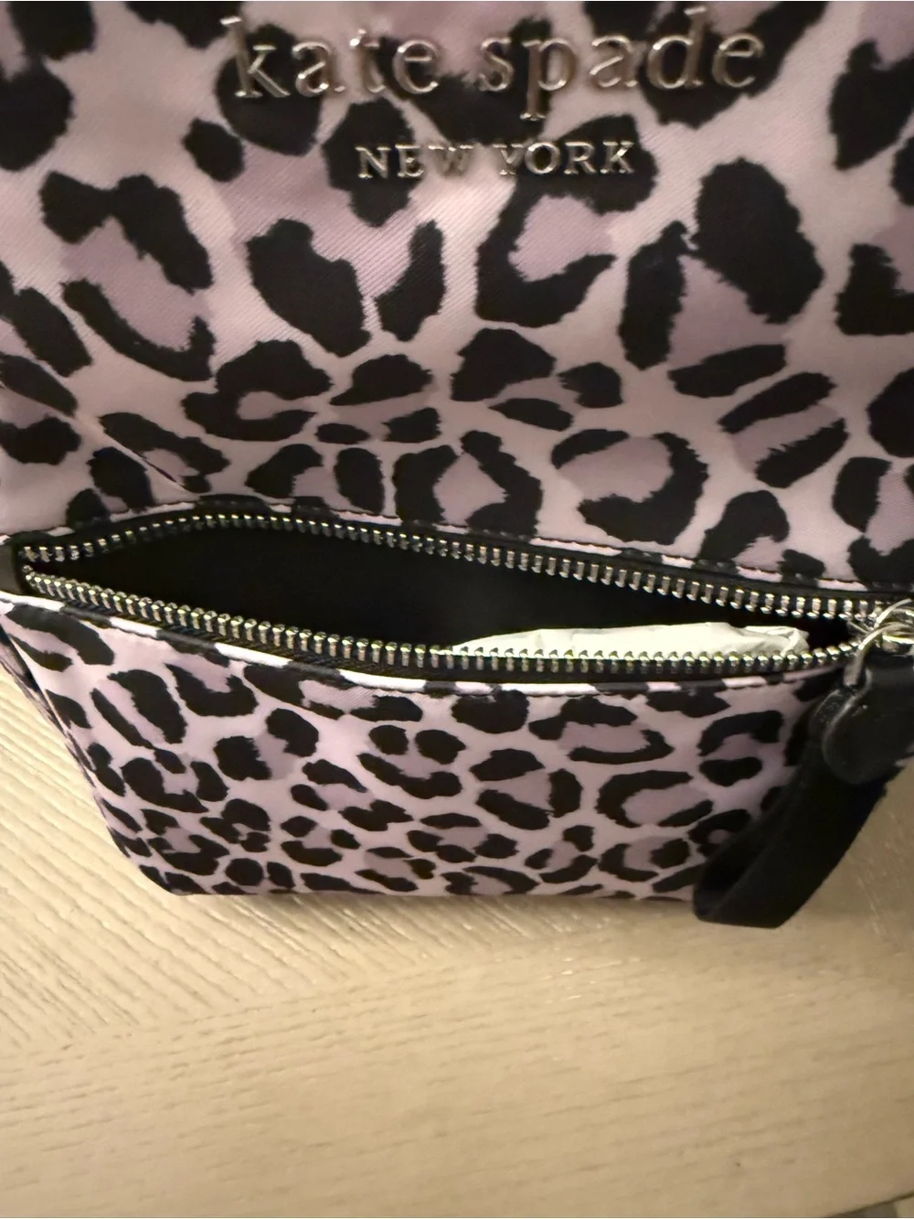 kate spade leopard print mini backpack in pink and black